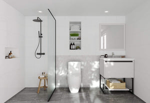 LAVIVA Vanity LAVIVA 313SMR-30W-MW Alto 30 - White Cabinet + Matte White VIVA Stone Solid Surface Countertop