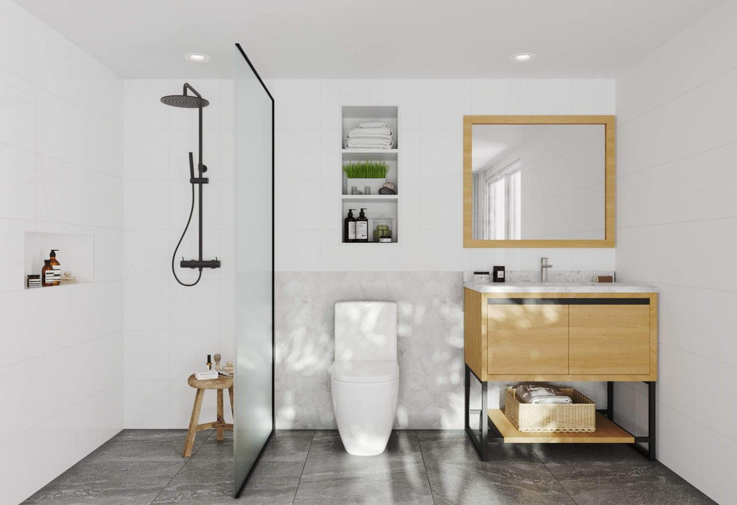 LAVIVA Vanity LAVIVA 313SMR-36CO-WC Alto 36 - California White Oak Cabinet + White Carrara Countertop