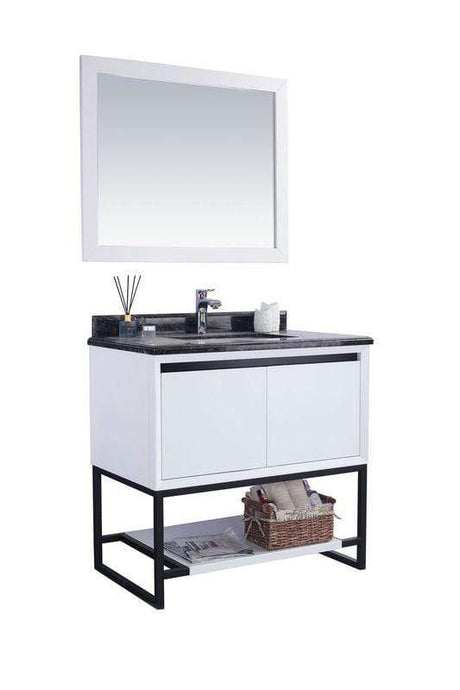 LAVIVA Vanity LAVIVA 313SMR-36W-BW Alto 36 - White Cabinet + Black Wood Countertop