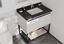 Load image into Gallery viewer, LAVIVA Vanity LAVIVA 313SMR-36W-BW Alto 36 - White Cabinet + Black Wood Countertop