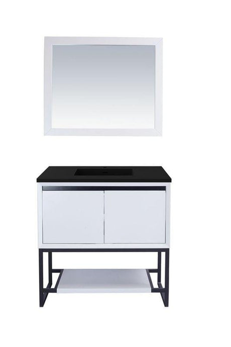 LAVIVA Vanity LAVIVA 313SMR-36W-MB Alto 36 - White Cabinet + Matte Black VIVA Stone Solid Surface Countertop