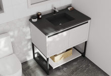 Load image into Gallery viewer, LAVIVA Vanity LAVIVA 313SMR-36W-MB Alto 36 - White Cabinet + Matte Black VIVA Stone Solid Surface Countertop