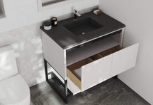 Load image into Gallery viewer, LAVIVA Vanity LAVIVA 313SMR-36W-MB Alto 36 - White Cabinet + Matte Black VIVA Stone Solid Surface Countertop