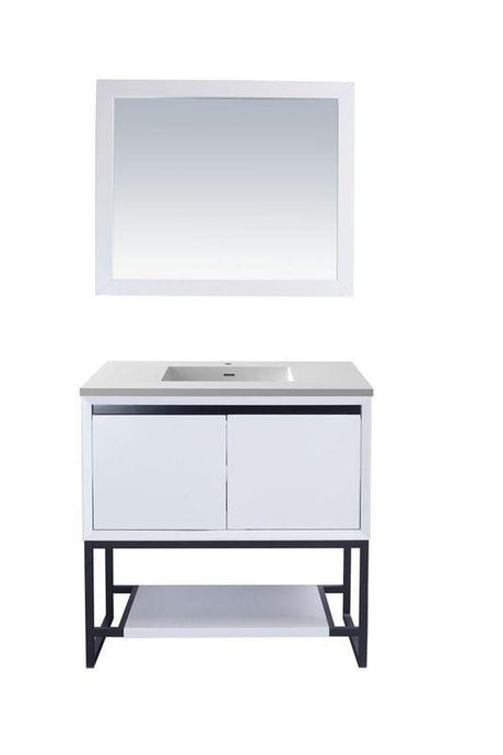 LAVIVA Vanity LAVIVA 313SMR-36W-MW Alto 36 - White Cabinet + Matte White VIVA Stone Solid Surface Countertop