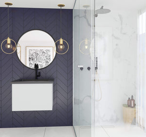 LAVIVA Vanity LAVIVA 313VTR-24CW-MB Vitri 24 - Cloud White Cabinet + Matte Black VIVA Stone Solid Surface Countertop