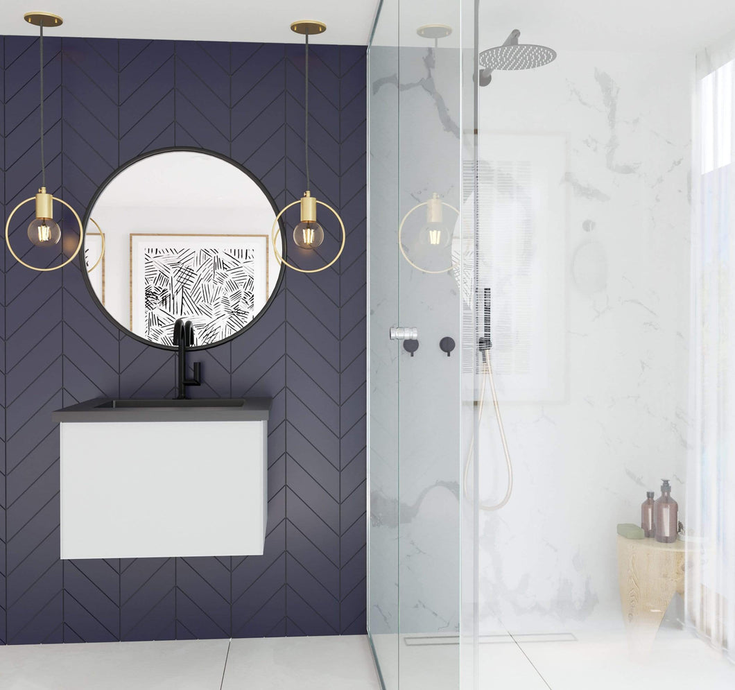 LAVIVA Vanity LAVIVA 313VTR-24CW-MB Vitri 24 - Cloud White Cabinet + Matte Black VIVA Stone Solid Surface Countertop