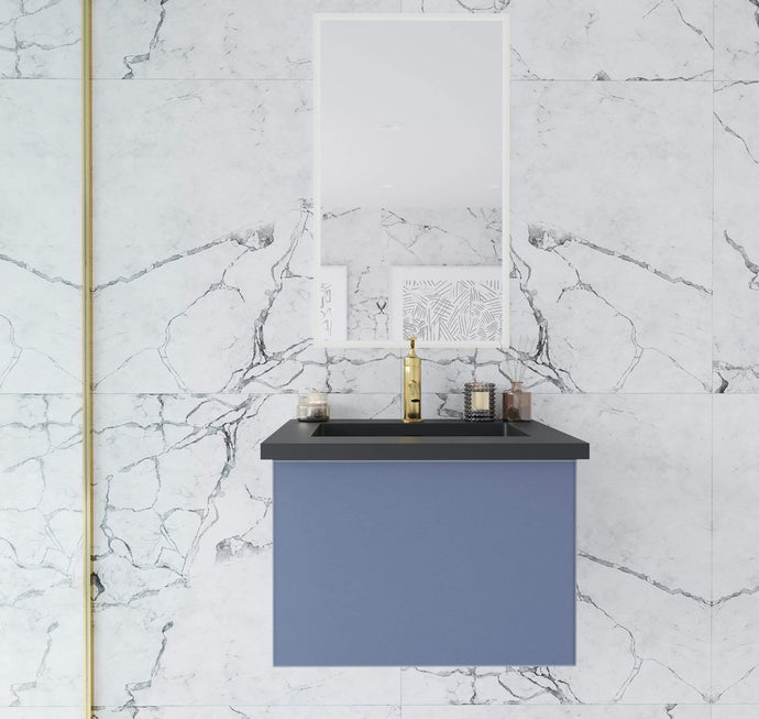 LAVIVA Vanity LAVIVA 313VTR-24NB-MB Vitri 24 - Nautical Blue Cabinet + Matte Black VIVA Stone Solid Surface Countertop