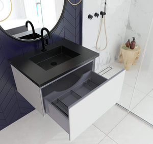 LAVIVA Vanity LAVIVA 313VTR-30CW-MB Vitri 30 - Cloud White Cabinet + Matte Black VIVA Stone Solid Surface Countertop