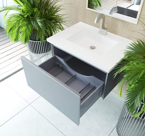 LAVIVA Vanity LAVIVA 313VTR-30FG-MW Vitri 30 - Fossil Grey Cabinet + Matte White VIVA Stone Solid Surface Countertop