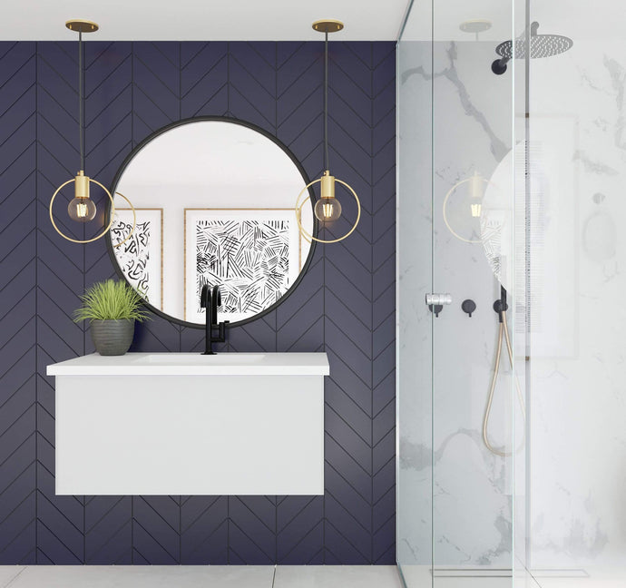 LAVIVA Vanity LAVIVA 313VTR-36CW-MW Vitri 36 - Cloud White Cabinet + Matte White VIVA Stone Solid Surface Countertop