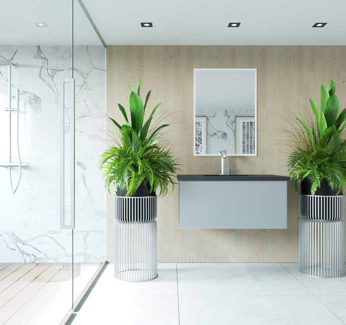 LAVIVA Vanity LAVIVA 313VTR-36FG-MB Vitri 36 - Fossil Grey Cabinet + Matte Black VIVA Stone Solid Surface Countertop