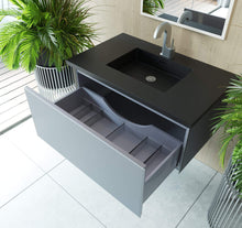 Load image into Gallery viewer, LAVIVA Vanity LAVIVA 313VTR-36FG-MB Vitri 36 - Fossil Grey Cabinet + Matte Black VIVA Stone Solid Surface Countertop