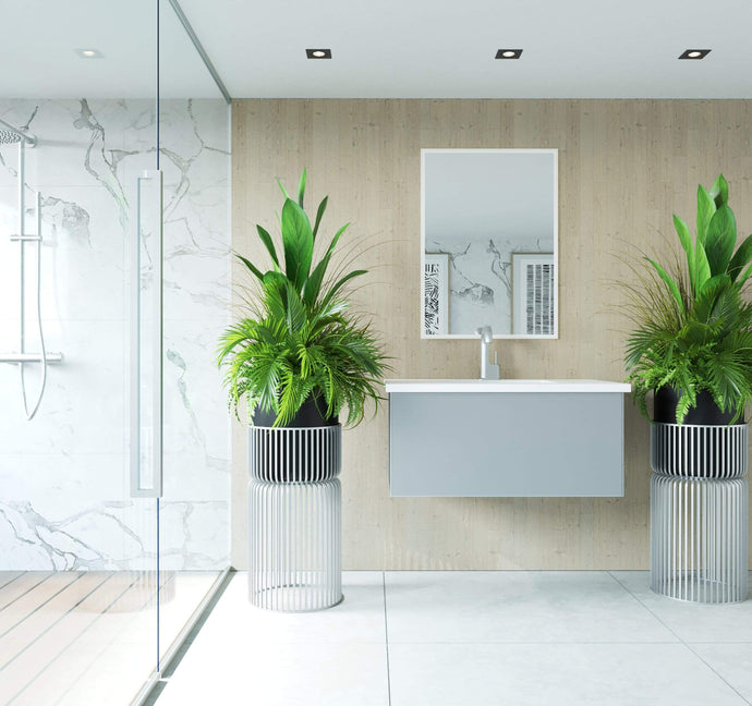 LAVIVA Vanity LAVIVA 313VTR-36FG-MW Vitri 36 - Fossil Grey Cabinet + Matte White VIVA Stone Solid Surface Countertop