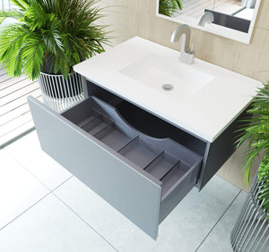 LAVIVA Vanity LAVIVA 313VTR-36FG-MW Vitri 36 - Fossil Grey Cabinet + Matte White VIVA Stone Solid Surface Countertop