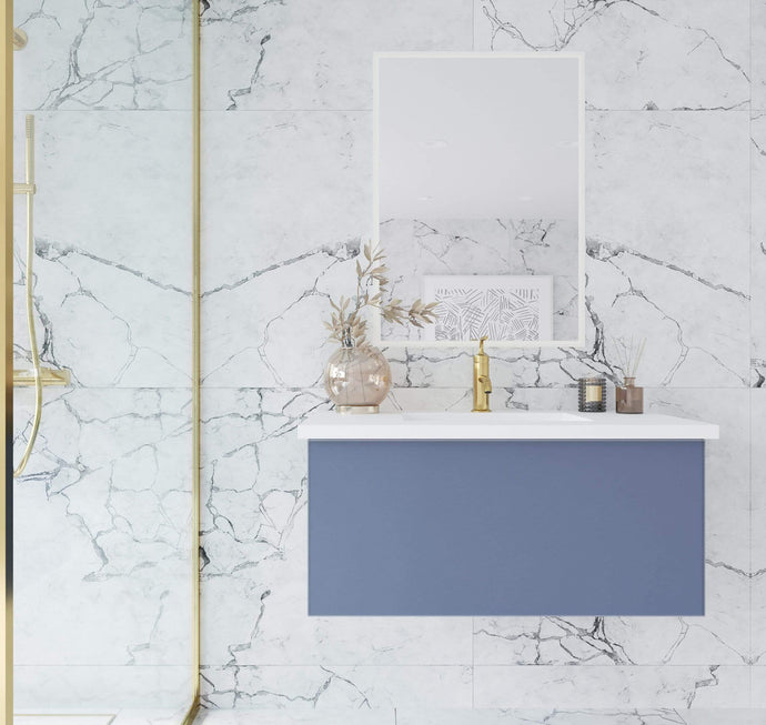 LAVIVA Vanity LAVIVA 313VTR-36NB-MW Vitri 36 - Nautical Blue Cabinet + Matte White VIVA Stone Solid Surface Countertop