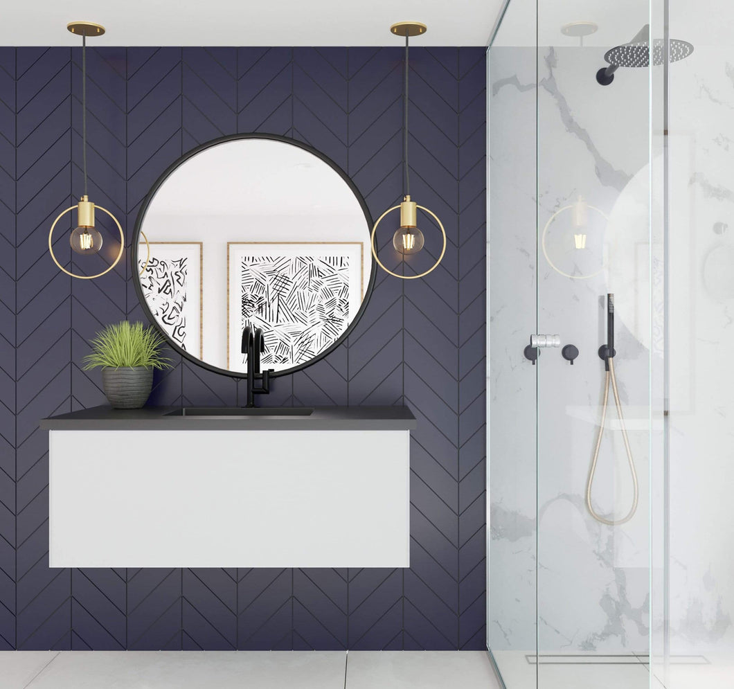 LAVIVA Vanity LAVIVA 313VTR-42CW-MB Vitri 42 - Cloud White Cabinet + Matte Black VIVA Stone Solid Surface Countertop