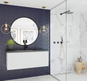 LAVIVA Vanity LAVIVA 313VTR-42CW-MB Vitri 42 - Cloud White Cabinet + Matte Black VIVA Stone Solid Surface Countertop