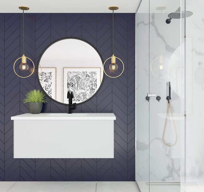 LAVIVA Vanity LAVIVA 313VTR-42CW-MW Vitri 42 - Cloud White Cabinet + Matte White VIVA Stone Solid Surface Countertop