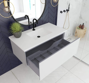 LAVIVA Vanity LAVIVA 313VTR-42CW-MW Vitri 42 - Cloud White Cabinet + Matte White VIVA Stone Solid Surface Countertop
