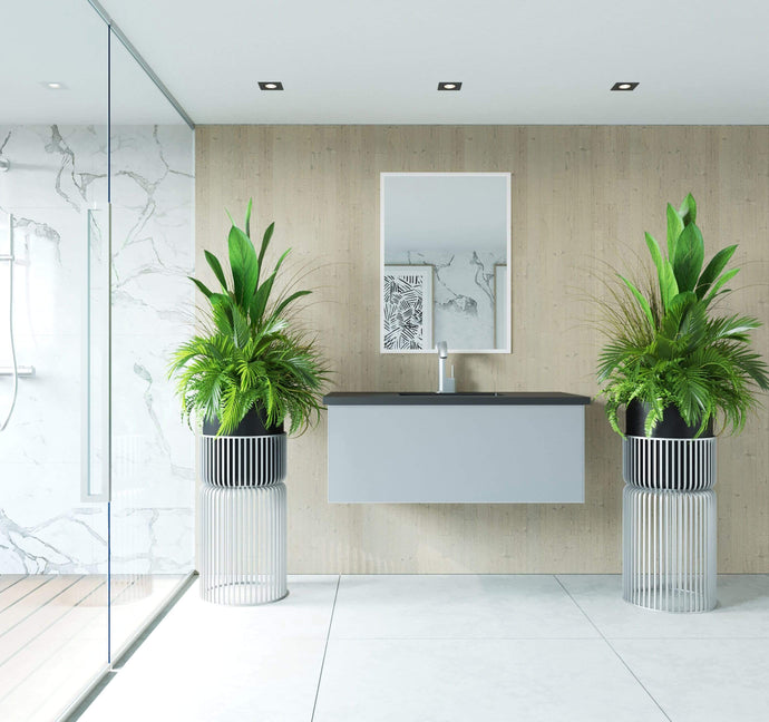 LAVIVA Vanity LAVIVA 313VTR-42FG-MB Vitri 42 - Fossil Grey Cabinet + Matte Black VIVA Stone Solid Surface Countertop