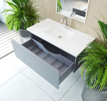 Load image into Gallery viewer, LAVIVA Vanity LAVIVA 313VTR-42FG-MW Vitri 42 - Fossil Grey Cabinet + Matte White VIVA Stone Solid Surface Countertop