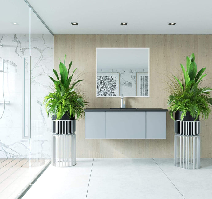 LAVIVA Vanity LAVIVA 313VTR-48FG-MB Vitri 48 - Fossil Grey Cabinet + Matte Black VIVA Stone Solid Surface Countertop