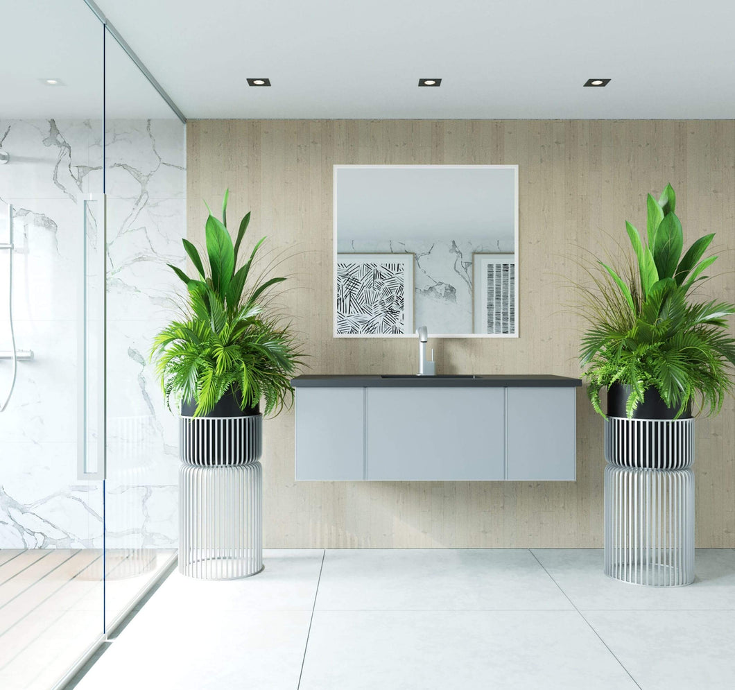 LAVIVA Vanity LAVIVA 313VTR-48FG-MB Vitri 48 - Fossil Grey Cabinet + Matte Black VIVA Stone Solid Surface Countertop