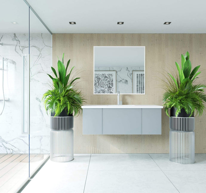 LAVIVA Vanity LAVIVA 313VTR-48FG-MW Vitri 48 - Fossil Grey Cabinet + Matte White VIVA Stone Solid Surface Countertop