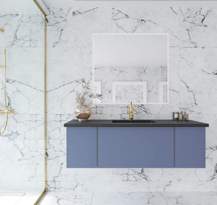 LAVIVA Vanity LAVIVA 313VTR-54NB-MB Vitri 54 - Nautical Blue Cabinet + Matte Black VIVA Stone Solid Surface Countertop