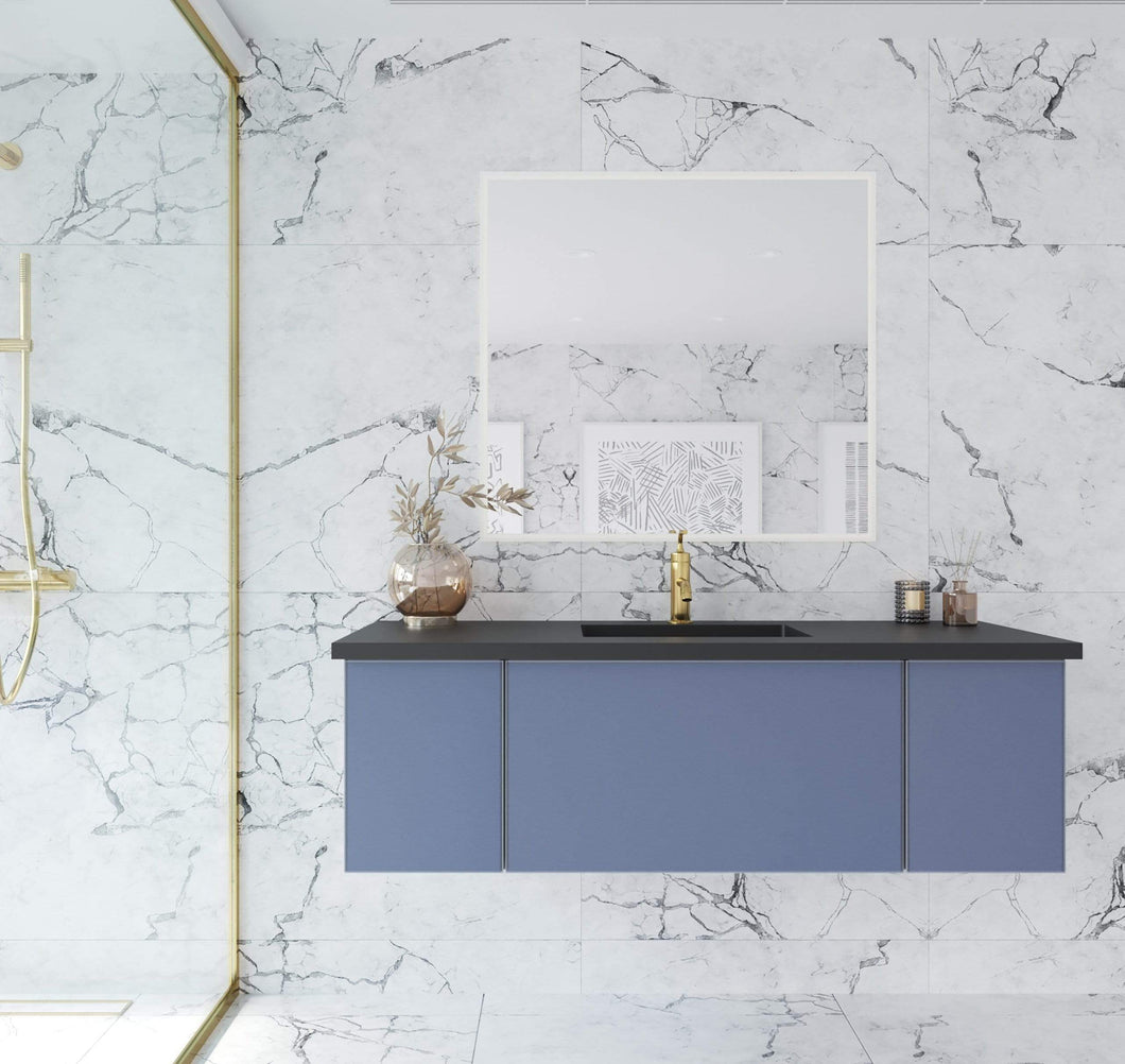 LAVIVA Vanity LAVIVA 313VTR-54NB-MB Vitri 54 - Nautical Blue Cabinet + Matte Black VIVA Stone Solid Surface Countertop