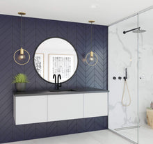 Load image into Gallery viewer, LAVIVA Vanity LAVIVA 313VTR-60CCW-MB Vitri 60 - Cloud White Single Sink Cabinet + Matte Black VIVA Stone Solid Surface Center Sink Countertop