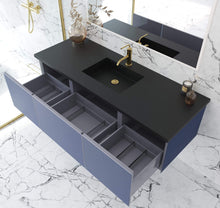 Load image into Gallery viewer, LAVIVA Vanity LAVIVA 313VTR-60CNB-MB Vitri 60 - Nautical Blue Single Sink  Cabinet + Matte Black VIVA Stone Solid Surface Center Sink Countertop