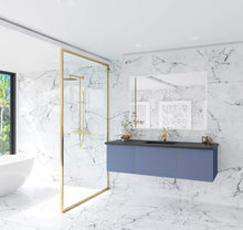Load image into Gallery viewer, LAVIVA Vanity LAVIVA 313VTR-60CNB-MB Vitri 60 - Nautical Blue Single Sink  Cabinet + Matte Black VIVA Stone Solid Surface Center Sink Countertop