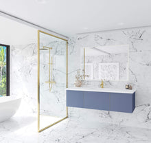 Load image into Gallery viewer, LAVIVA Vanity LAVIVA 313VTR-60CNB-MW Vitri 60 - Nautical Blue Single Sink  Cabinet + Matte White VIVA Stone Solid Surface Center Sink Countertop