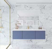 Load image into Gallery viewer, LAVIVA Vanity LAVIVA 313VTR-60CNB-MW Vitri 60 - Nautical Blue Single Sink  Cabinet + Matte White VIVA Stone Solid Surface Center Sink Countertop