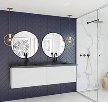 Load image into Gallery viewer, LAVIVA Vanity LAVIVA 313VTR-60DCW-MB Vitri 60 - Cloud White Double Sink Cabinet + Matte Black VIVA Stone Solid Surface Double Sink Countertop