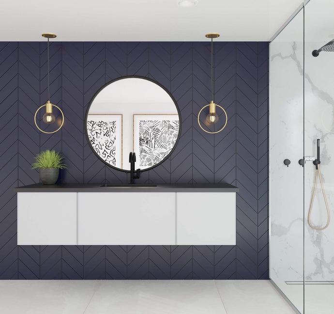 LAVIVA Vanity LAVIVA 313VTR-66CW-MB Vitri 66 - Cloud White Cabinet + Matte Black VIVA Stone Solid Surface Countertop