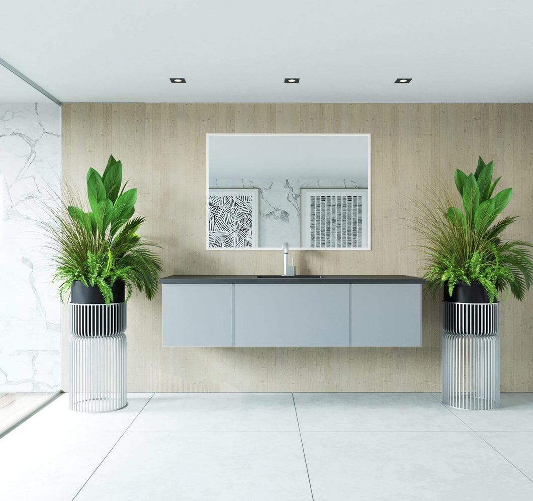 LAVIVA Vanity LAVIVA 313VTR-66FG-MB Vitri 66 - Fossil Grey Cabinet + Matte Black VIVA Stone Solid Surface Countertop