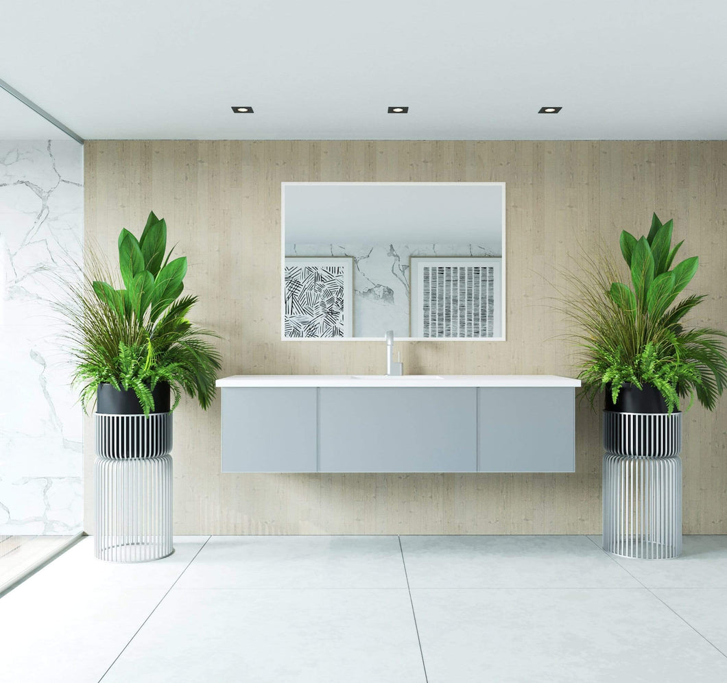LAVIVA Vanity LAVIVA 313VTR-66FG-MW Vitri 66 - Fossil Grey Cabinet + Matte White VIVA Stone Solid Surface Countertop