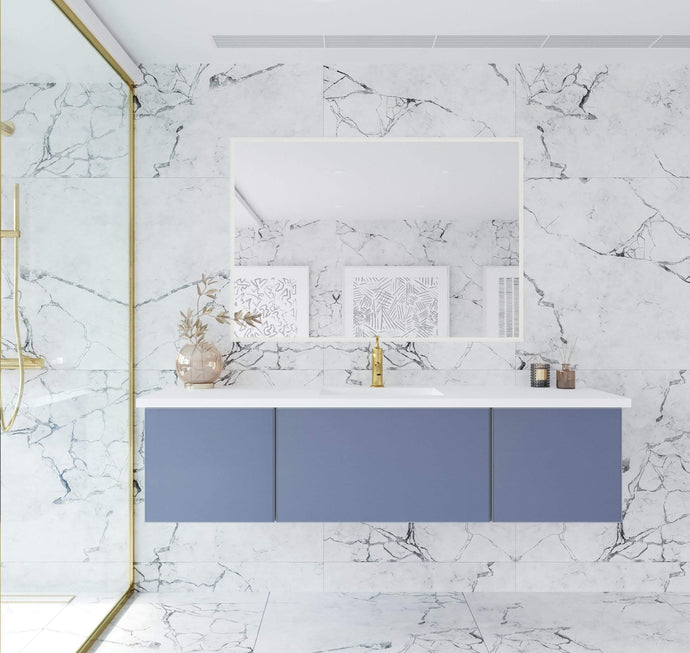 LAVIVA Vanity LAVIVA 313VTR-66NB-MW Vitri 66 - Nautical Blue Cabinet + Matte White VIVA Stone Solid Surface Countertop
