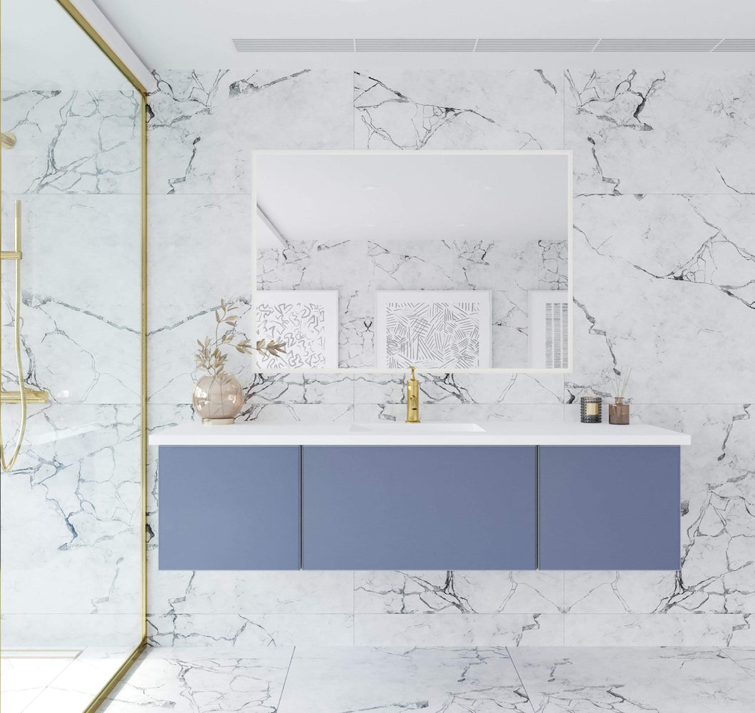 LAVIVA Vanity LAVIVA 313VTR-66NB-MW Vitri 66 - Nautical Blue Cabinet + Matte White VIVA Stone Solid Surface Countertop