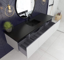 Load image into Gallery viewer, LAVIVA Vanity LAVIVA 313VTR-72CCW-MB Vitri 72 - Cloud White Single Sink Cabinet + Matte Black VIVA Stone Solid Surface Center Sink Countertop