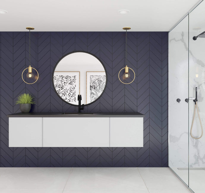 LAVIVA Vanity LAVIVA 313VTR-72CCW-MB Vitri 72 - Cloud White Single Sink Cabinet + Matte Black VIVA Stone Solid Surface Center Sink Countertop