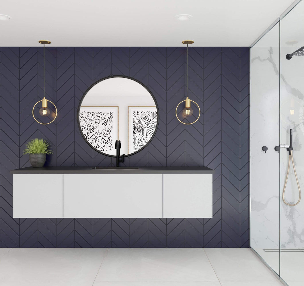 LAVIVA Vanity LAVIVA 313VTR-72CCW-MB Vitri 72 - Cloud White Single Sink Cabinet + Matte Black VIVA Stone Solid Surface Center Sink Countertop