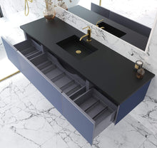 Load image into Gallery viewer, LAVIVA Vanity LAVIVA 313VTR-72CNB-MB Vitri 72 - Nautical Blue Single Sink  Cabinet + Matte Black VIVA Stone Solid Surface Center Sink Countertop