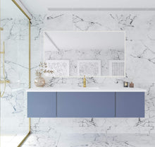 Load image into Gallery viewer, LAVIVA Vanity LAVIVA 313VTR-72CNB-MW Vitri 72 - Nautical Blue Single Sink  Cabinet + Matte White VIVA Stone Solid Surface Center Sink Countertop