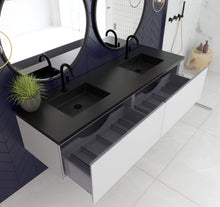 Load image into Gallery viewer, LAVIVA Vanity LAVIVA 313VTR-72DCW-MB Vitri 72 - Cloud White Double Sink Cabinet + Matte Black VIVA Stone Solid Surface Double Sink Countertop