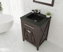 Load image into Gallery viewer, LAVIVA Vanity LAVIVA 313YG319-24B-MB Wimbledon - 24 - Brown Cabinet + Matte Black VIVA Stone Solid Surface Countertop