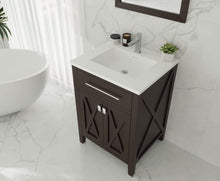 Load image into Gallery viewer, LAVIVA Vanity LAVIVA 313YG319-24B-MW Wimbledon - 24 - Brown Cabinet + Matte White VIVA Stone Solid Surface Countertop