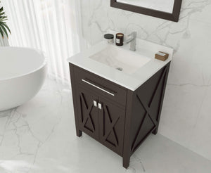 LAVIVA Vanity LAVIVA 313YG319-24B-WQ Wimbledon - 24 - Brown Cabinet + White Quartz Counter